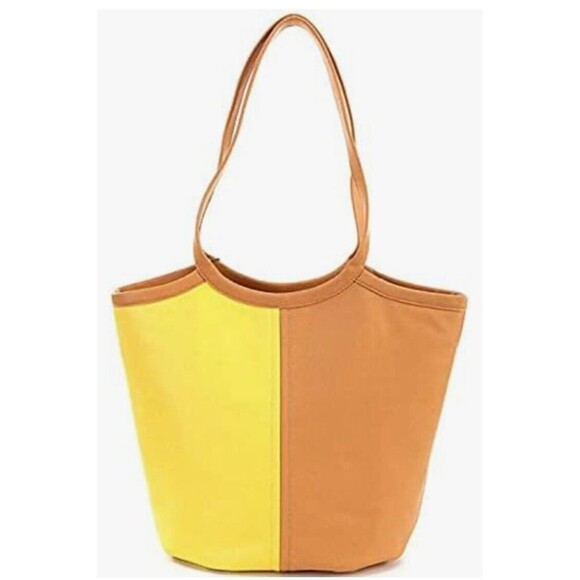 NWT  COACH C2594 Bea Tote Colorblock Soft Leather Natural Yellow Multi - Picture 2 of 4